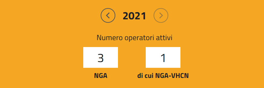 Pagina web con due caselle che indicano il numero 3 in corrispondenza della sigla NGA e il numero 1 in corrispondenza di NGA-VHCN